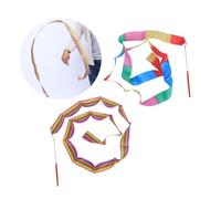 Gogogmee 4pcs Colorful Dancing Gymnastics Ribbon for Rhythmic Twirling Streamers for Gymnastics Chinese Dance Training Exercise Styles Including Rainbow and Gradient Colors