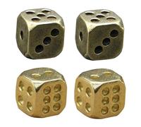Gogogmee 4Pcs Decorative Brass Dice Game Props Polished Nightclub Accessories Unique Vintage Style Brassware Random Color