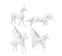 Gogogmee 4pcs DIY Unicorn Painting Safe Blank Graffiti Animal Craft Figures Creative Rainbow Pegasus Models for Artistic Play and Home Decoration