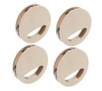 Gogogmee 4pcs DIY Wooden Rattles Natural Wood Handheld Tambourine for Painting Craft Montessori Sensory Development Creative Art