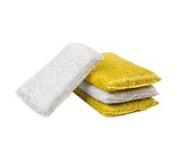 Gogogmee 4pcs Double-Sided Reusable Dish Sponges Set Gold and Silver, Heavy Duty Kitchen Scrub Sponges for Wok and Daily Cleaning Household Use