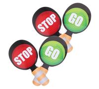 Gogogmee 4pcs Double-sided Traffic Signs Lightweight Handheld Signals for Classroom Road Safety Education and Interactive Kindergarten Games