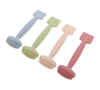 Gogogmee 4pcs Dual-ended Silicone Facial Mask Brushes for Precise Mud Mask Application and Gentle Cleansing Skin-friendly Silicone Quick-dry Design in Matcha, Creamy White, Pink, and Blue