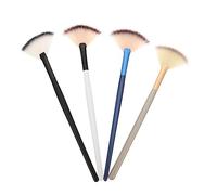 Gogogmee 4pcs Fan Makeup Brushes with Wooden Handle for Facial Masks Beauty Tools and Smoothing Application for Hard to Reach Areas and Reducing Waste