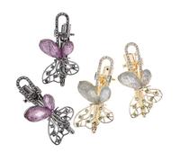 Gogogmee 4pcs French Retro Butterfly Hairpin Metal Hair Butterfly Clips Women Sparkling Rhinestones for Side Bangs Hair Clip Styling