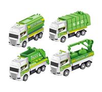 Gogogmee 4pcs Friction-powered Mini Garbage Truck, Sanitation Vehicle Models, Random Styles, Trash Car Playset for Boys