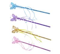Gogogmee 4Pcs Glitter Fairy Wands with Shining Dress-up Props for Party Birthday Cosplay Stage Performance Angel Costume Accessories in Purple Pink Blue Gold