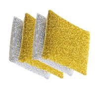 Gogogmee 4Pcs Glitter Kitchen Dish Sponges Non-Scratch Gold Silver Scrub Pads for Pots Pans Bowls Cutting Boards Multi-Purpose Household Cleaning Quick-Dry Lightweight Scrubbers