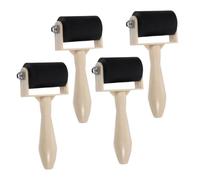 Gogogmee 4Pcs Household Rubber Rollers with Plastic Handles for Printmaking Art Craft Ink Spreading Tools for DIY Painting Even Ink Distribution and Easy to Clean Printing Rollers