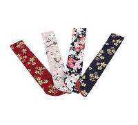 Gogogmee 4pcs Japanese Style Folding Fan Protective Pouch Lightweight Silk Cloth Hand Fan Storage Bags with Compact Design for Women Portable Durable Carrying Cases Floral Patterns