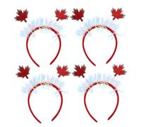 Gogogmee 4pcs Maple Leaf Hair Hoop Lightweight Glitter Tinsel Tiara Autumn Thanksgiving Party Headband for Harvest Festival Celebration