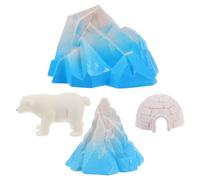 Gogogmee 4pcs Mini Igloo Decor with Lifelike Arctic White Bear Figurines for Boys Dollhouse Micro Landscape Decoration Realistic Snowy Igloo Model