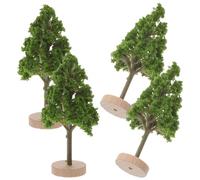 Gogogmee 4Pcs Miniature Street Tree Models 3Cm Simulation Plant Trees with 2Cm Base for Diorama, Model Train Scenery, and Mini Landscape Decorations