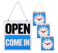 Gogogmee 4pcs Open Closed Signs: Business Store Hours Clock Bundle with Adjustable Return Time for Restaurants Retail Offices Shops Windows Doors