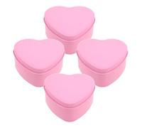Gogogmee 4Pcs Pink Heart-Shaped Tin Candy Boxes for Wedding Sweet Storage, Valentine Decorative Packaging, Heart Tin Box Set for Party Favor and Chocolate