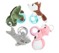Gogogmee 4pcs Plush Animal Slap Bracelets Lightweight Cartoon Wristbands for Soft Stuffed Dinosaur Shark Squirrel Husky Slap Wristbands Easy Wear Compact Snap Bands for Party and Everyday