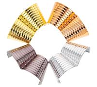 Gogogmee 4pcs Ponytail Buckles Hair Clips Set, Metal-Effect Textured Ponytail Holder Barrettes in Light Gold, Rose Gold, Gun Black, Silver for Women and Hair Styling