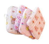 Gogogmee 4Pcs Portable Tampon Storage Holders Mixed Style Convenient Sanitary Pouches Large Capacity Women Accessory Cute Animal Design Travel-Friendly Period Bag