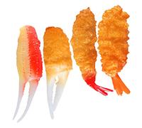 Gogogmee 4pcs Real Looking Fake Tempuras Toy Lifelike Food Model for Kitchen Boys and Girls Toys Decorative Party Props