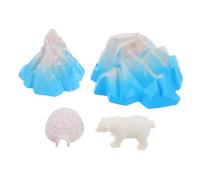 Gogogmee 4pcs Realistic Igloo Model with Polar Animal Figurines Arctic Miniature Ice Houses for Winter Diorama Decoration White Bear Playset