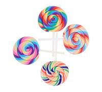 Gogogmee 4pcs Realistic Simulation Swirl Lollipop Props Miniature Fake Candy Ornaments for Dollhouse Decoration Photo Props and Collectible Display with Vibrant Colors