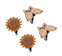 Gogogmee 4Pcs Rhinestone Car Air Vent Clips Aromatherapy Diffuser Set - Butterfly Sunflower Alloy Car Perfume Clips for Front Dash Air Outlet, Vehicle Vent Accessories
