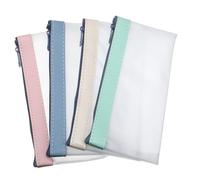 Gogogmee 4Pcs Semi Clear Pencil Bags Zippered Makeup Organizers and Versatile Storage for Stationery Money and Personal Items