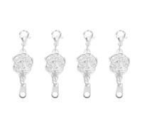 Gogogmee 4PCS Silver Jewelry Extender Unique Shape Necklace and Bracelet Clasp Connectors for DIY Jewelry Making Craft Projects Easy to Use and Tool