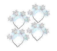 Gogogmee 4pcs Snowflake Glitter Headband for Women Snowflake Headbands for Girls Christmas Festive Holiday Hair Accessories for Winter Party Events