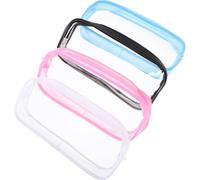 Gogogmee 4Pcs Transparent Multi Use Pencil Case Large Capacity Pen Organizer for School Office Durable Zippered Bag Black White Blue Pink for Artists Students