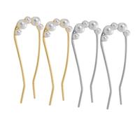 Gogogmee 4pcs Vintage U Shaped Pearl Hair Pins for Thick Hair, Alloy Material with Strong Hold, Secure Hairstyle Accessories for Daily Life and Study