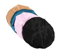 Gogogmee 4pcs Wide Brim Elastic Sleeping Hat for Adults Soft Breathable Hair Bonnet for Sleeping and Beauty Treatments Slip-resistant Beanie Caps in Khaki