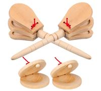 Gogogmee 4pcs Wooden Castanets Percussion Instruments Finger Castanet for Beginners Music Education Classroom Practice Enhancing Coordination and Intelligence Development