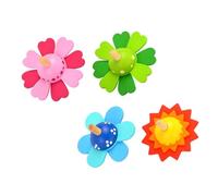 Gogogmee 4pcs Wooden Gyro for Fun Flower Shape Educational Playthings Sensory Spin Gears for Parent Interaction Develop Hand Eye Coordination for Young