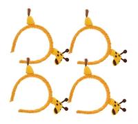 Gogogmee 4pcs Yellow Giraffe Headband Plush Cartoon Animal Hair Bands for Women Face Washing Spa Makeup Comfortable Soft Elastic Hair Wrap for Skincare and Costume Party