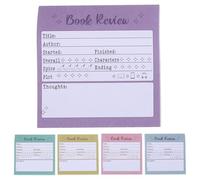 Gogogmee 5 Pack Mini Book Journal Stickers - Book Review Notepad - Review Tracker Pads for Student Reading Log, Self-Stick Page Markers for Annotation 2.95x2.95x0.20in