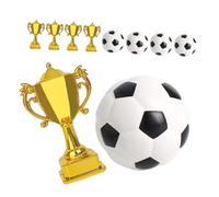 Gogogmee 5 Sets Mini Plastic Soccer Ball Cake Toppers with Gold Football Trophy Sports Party Decorations Football Award Ornaments for Birthday and Game Celebrations