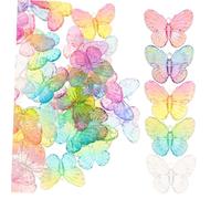 Gogogmee 50pcs Acrylic Butterfly DIY Decorations for Phone Cases Hairpin Making Material Small Manicure Accessories Colorful Gradient Craft Embellishments for Crafts and Random Color