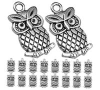 Gogogmee 50pcs Alloy Owl Charms for Bracelets Necklace Pendants DIY Jewelry Making Accessories Vintage Silver Tone Craft Findings for Earrings Keychains