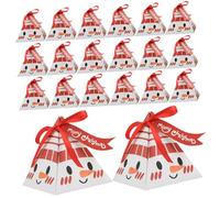 Gogogmee 50pcs Christmas Treat Boxes Snowman Face Triangular Candy Containers Party Favors Boxes for Holiday and Christmas Goodies