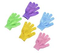 Gogogmee 5pairs Bath Exfoliating Gloves Five Fingers Body Scrub Mitts for Shower Sauna Use by Men and Women Random Color
