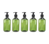 Gogogmee 5pcs 500ml Dark Green Plastic Shampoo Bottles with Pump Press, Empty Refillable Emulsion Containers for Travel and Bathroom Subpackaging