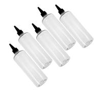 Gogogmee 5pcs 500ml Refillable Hair Dyeing Applicator Bottles with R24 Black Pointed Caps for Hair Coloring and Essential Oils, Pet Plastic Squeeze Bottles for Professional Salon and Home Use