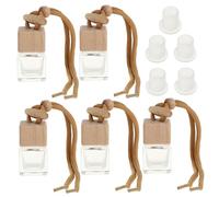 Gogogmee 5Pcs Car Hanging Perfume Bottle Set Refillable Aromatherapy Diffuser Wooden Lid and Cotton Rope Car Interior Decor for Freshening Air