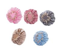Gogogmee 5Pcs Double-layer Bathing Cap Elastic Shower Hat for Adults Thicken Material Reusable Colorful Bath Caps for Showering and Hair Protection