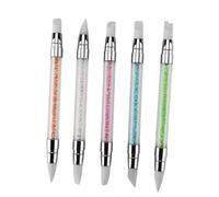 Gogogmee 5pcs Dual-head Silicone Nail Art Pens Set with Rhinestone Handles Gel Dotting and Carving for Professional Manicure and Home Nail Art Designs