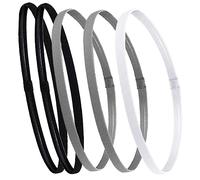 Gogogmee 5Pcs Elastic Running Headbands Reusable Sweatbands for Yoga Sports Fitness Comfortable Hair Accessories Breathable Soft Material Black Grey White