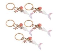 Gogogmee 5PCS Enamel Mermaid Key Pendant Lightweight Ocean Inspired Seashell Charms for Women Metal Resin Coating Keyrings for Bags Backpacks Handbags Tote Decor