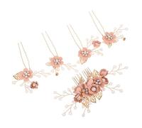 Gogogmee 5pcs Gold Leaf Wedding Hair Pins with Handmade Pearls Rhinestone Bobby Pins for Brides Bridesmaids Secure Updo Hair Accessories for Wedding Party Styling