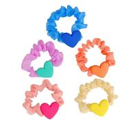 Gogogmee 5pcs Heart Elastic Hair Bands for Soft Stretchy Ponytail Holders Lightweight Scrunchies for Daily Wear and Parties Multi-color Hair Ties for Different Types